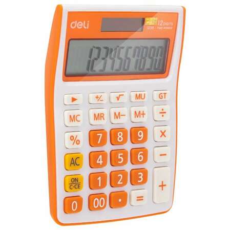 Калькулятор Deli E1238/OR оранжевый 12-разр.