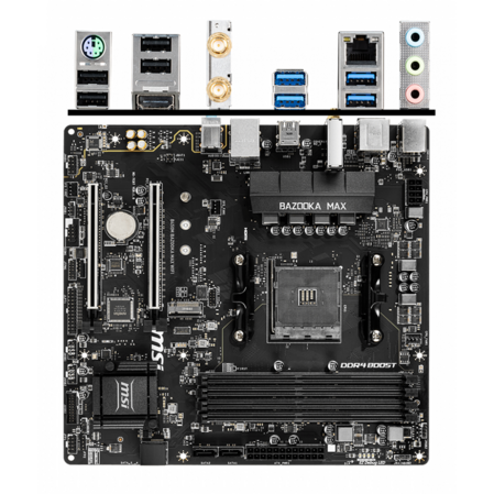 Материнская плата MSI B450M Bazooka Max WIFI B450 Socket AM4 4xDDR4, 4xSATA3, RAID, 1xM.2, 1xPCI-E16x, 4xUSB3.1, HDMI, Wi-Fi, Glan, mATX