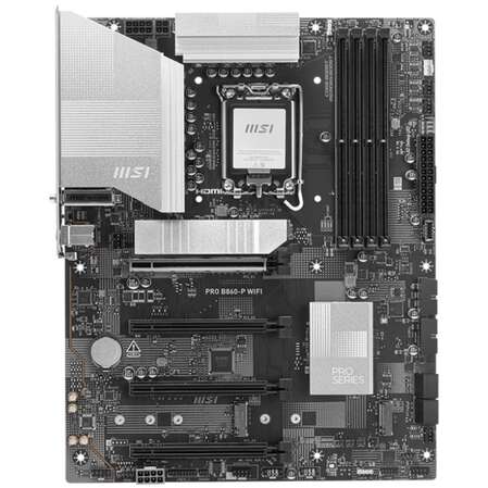 Материнская плата MSI Pro B860-P WiFi B860 Soc-1851 4xDDR5, 4xSATA3, RAID, 3хM.2, 4xPCI-E16x, 4xUSB3.2, 1xUSB3.2 Type C, DP, HDMI, WiFi, 5Glan, ATX