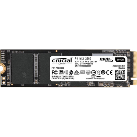 Внутренний SSD-накопитель 500Gb Crucial P1 (CT500P1SSD8) M.2 2280 PCI-E 3.0 x4