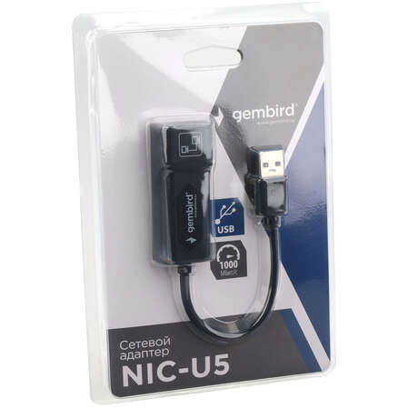 Адаптер USB3.0 - RJ45 (1Gbps) Gembird NIC-U5