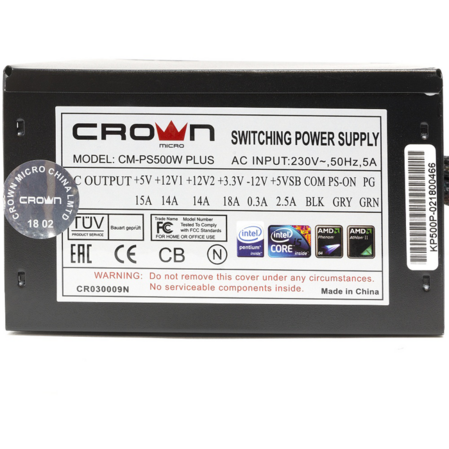 Блок питания 500W Crown CM-PS500W Plus
