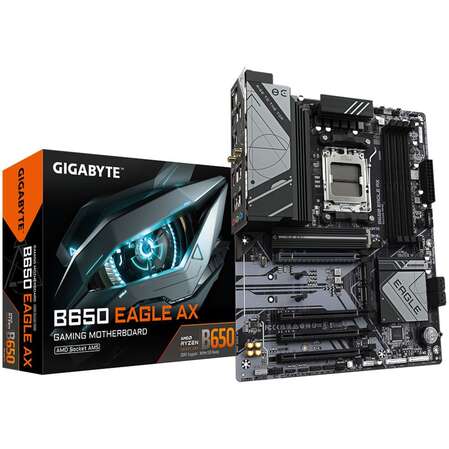 Материнская плата Gigabyte B650 Eagle AX Socket-AM5 AMD B650 4xDDR5, 4xSATA3, RAID, 3xM.2, 4xPCI-E16x, 2xUSB3.2, 1xUSB3.2 Type C, DP, HDMI, Glan, WiFi, ATX Ret