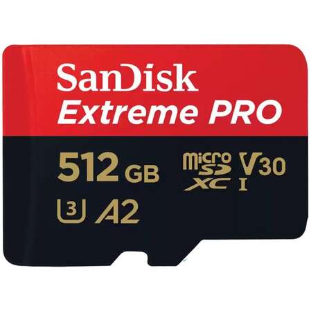 Карта памяти Micro SecureDigital 512Gb SanDisk Extreme Pro microSDXC class 10 UHS-1 U3 V30 (SDSQXCD-512G-GN6MA) + адаптер
