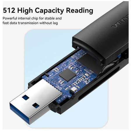 Card Reader Vention CLKB0 USB 3.0 A+C SD+TF Черный