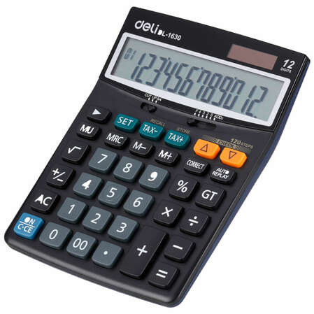 Калькулятор Deli Core E1630 черный 12-разр.