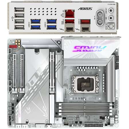 Материнская плата Gigabyte Z890 AORUS Pro Ice Z890 Soc-1851 4xDDR5, 4xSATA3, RAID, 5хM.2, 3xPCI-E16x, 6xUSB3.2, 2xUSB3.2 Type C, DP, WiFi, 5Glan, ATX