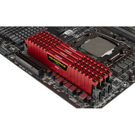 Модуль памяти DIMM 16Gb 4х4Gb DDR4 PC19200 2400MHz Corsair Vengeance LPX Red Heat spreader,  XMP 2.0 (CMK16GX4M4A2400C14R)