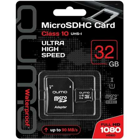 Карта памяти Micro SecureDigital 32Gb Qumo UHS-I 3.0 ( QM32GMICSDHC10U1 ) адаптер SD