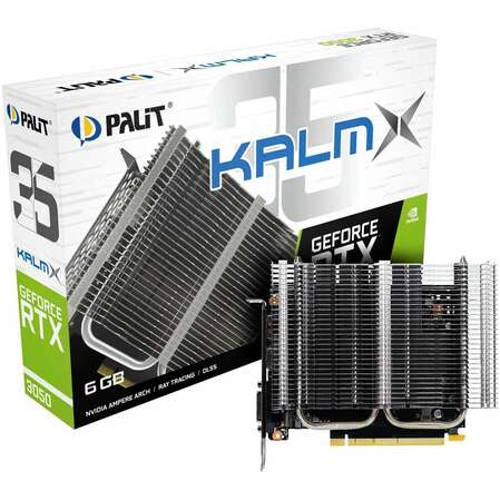 Видеокарта Palit GeForce RTX 3050 6144Mb, KalmX 6G (NE63050018JE-1070H) 1xDVI-D, 1xHDMI, 1xDP, Ret