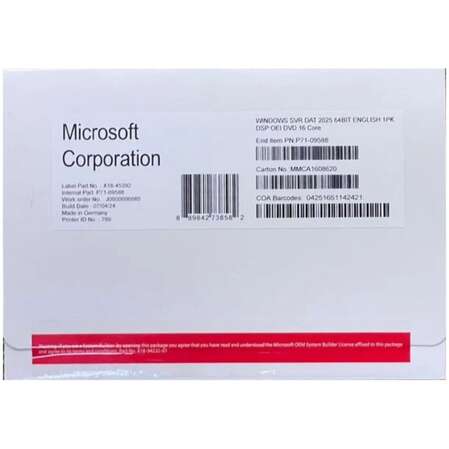 Операционная система Microsoft Windows Server Datacenter 2025 64Вit English DVD 16 Core P71-09588