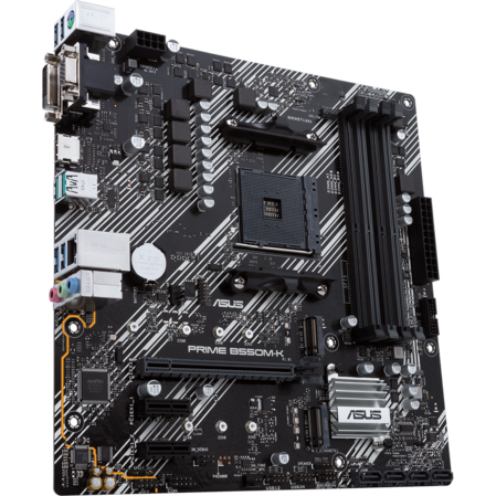 Материнская плата ASUS Prime B550M-K B550 Socket AM4 4xDDR4, 4xSATA3, RAID, 2xM.2, 1xPCI-E16x, 6xUSB3.2, D-Sub, DVI-D, HDMI, Glan, mATX