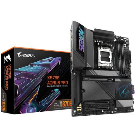 Материнская плата Gigabyte X870E AORUS Pro Socket-AM5 AMD X870E 4xDDR5, 4xSATA3, RAID, 4xM.2, 3xPCI-E16x, 7xUSB3.2, 2xUSB3.2 Type C, DP, HDMI, WiFi, 2.5Glan, ATX Ret