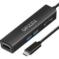 Card Reader внешний GiNZZU, (GR-567UB) Черный Type C HDMI+2xUSB3.0+U3:SD/microSD