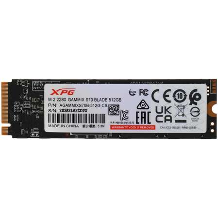 Внутренний SSD-накопитель 512Gb A-Data Gammix S70 Blade AGAMMIXS70B-512G-CS M.2 2280 PCIe NVMe 4.0 x4