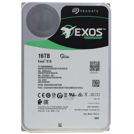 Внутренний жесткий диск 3,5" 16Tb Seagate (ST16000NM004J) 256Mb 7200rpm SAS Exos X18
