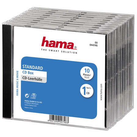 Коробка Hama H-44746 Jewel для 1 CD 10 шт. прозрачный/черный