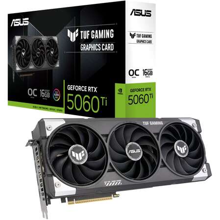 Видеокарта ASUS GeForce RTX 5060 Ti 16384Mb, TUF Gaming OC 16 Gb (TUF-RTX5060TI-O16G-Gaming) 1xHDMI, 3xDP, Ret