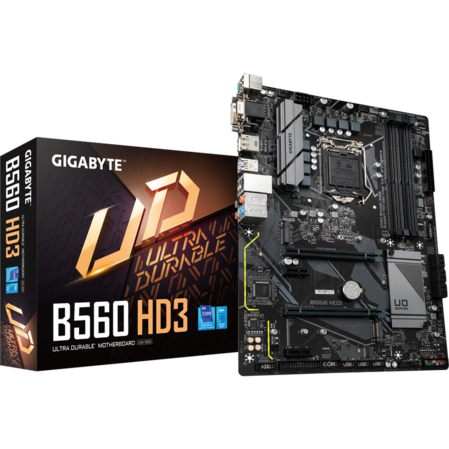 Материнская плата Gigabyte B560 HD3 B560 Socket-1200 4xDDR4, 6xSATA3, 2xM.2, 2xPCI-E16x, 4xUSB3.2, D-Sub, DVI-D, DP, HDMI, Glan, ATX