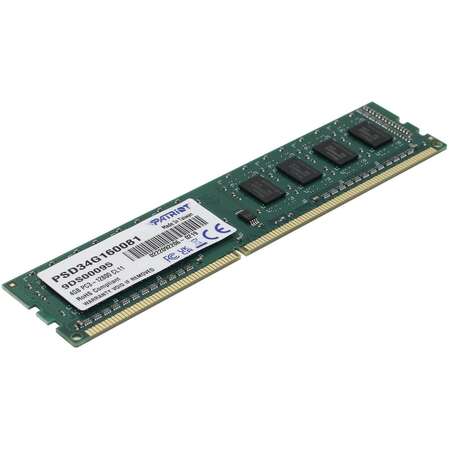 Модуль памяти DIMM 4Gb DDR3 PC12800 1600Mhz Patriot Memory (PSD34G160081)