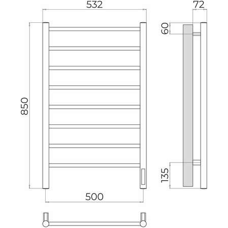 Электрический полотенцесушитель TERMINUS Аврора П8 500х850 Quick Touch 4670078531179