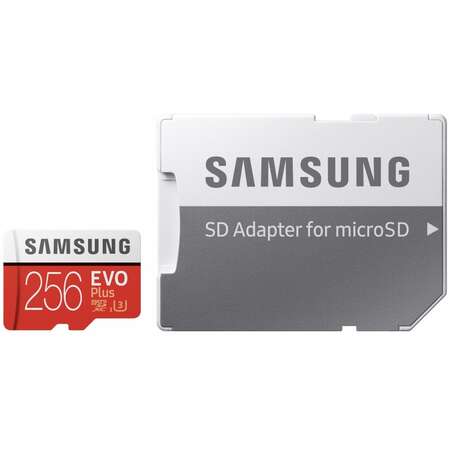 Карта памяти Micro SecureDigital 256Gb SDXC Samsung Evo Plus class10 UHS-I U3 (MB-MC256HA/RU) + адаптер SD