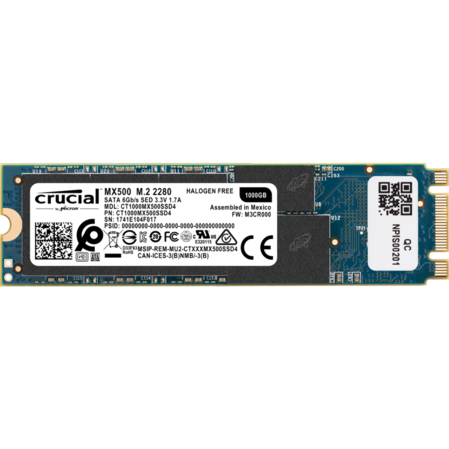 Внутренний SSD-накопитель 1000Gb Crucial MX500 CT1000MX500SSD4 M.2 2280 SATA3