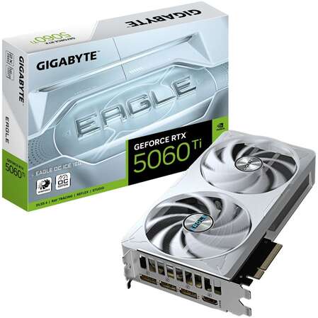 Видеокарта Gigabyte GeForce RTX 5060 Ti 16384Mb, Eagle OC Ice 16Gb (GV-N506TEAGLEOC ICE-16GD) 1xHDMI, 3xDP, Ret