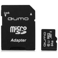 Карта памяти Micro SecureDigital 64Gb Qumo UHS-I 3.0 ( QM64GMICSDXC10U1 ) адаптер SD