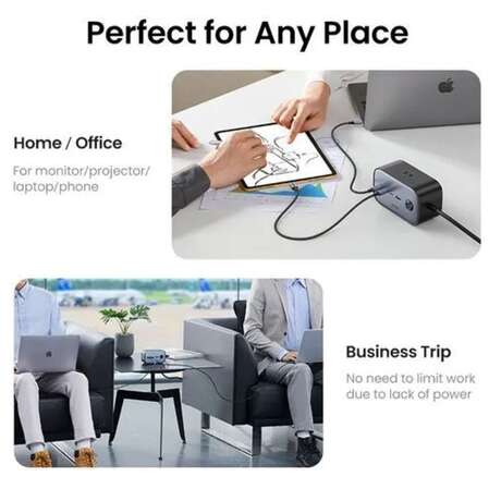 Сетевое зарядное устройство Ugreen DigiNest Pro CD270 (60167) 100W 3xUSB-C + USB-A темно-серый