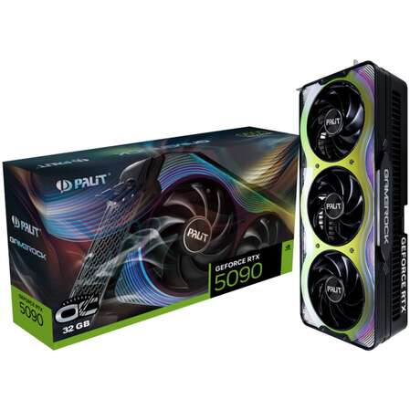 Видеокарта Palit GeForce RTX 5090 32768Mb, GameRock OC 32 Gb (NE75090S19R5-GB2020G) 1xHDMI, 3xDP, Ret