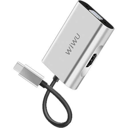 Адаптер USB3.1 USB-C(m)- VGA(f)/HDMI Wiwu A20VH grey