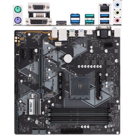 Материнская плата ASUS Prime B450M-A/CSM B450 Socket AM4 4xDDR4, 6xSATA3, RAID, 1xM.2, 1xPCI-E16x, 6xUSB3.1, D-Sub, DVI-D, HDMI, Glan, mATX