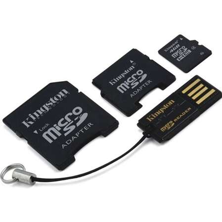 Micro SecureDigital 4Gb HC Kingston (Class 4) + 2 адаптера + USB CardReader (MBLYG2-4GB)