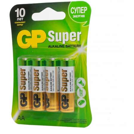 Батарейки GP 15A(LR6)-BC4 Super Alkaline AA 4шт