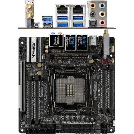 Материнская плата ASRock X299E-ITX/AC X299 Socket-2066 4xDDR4 SO-DIMM, 6xSATA3, RAID, 1xM.2, 1xPCI-E16x, 1xUSB type C, 6xUSB3.1, Glan mini-ITX, Ret