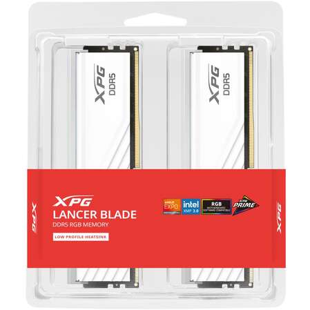 Модуль памяти DIMM 32Gb 2х16Gb DDR5 PC51200 6400MHz ADATA XPG Lancer Blade RGB White (AX5U6400C3216G-DTLABRWH)