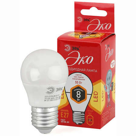 Светодиодная лампа ЭРА ECO LED P45-8W-827-E27 Б0030024