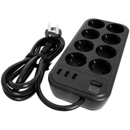 Сетевой фильтр Powercom SP-08 USB03AB 1.8м 8 розеток черный