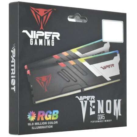 Модуль памяти DIMM 32Gb 2х16Gb DDR5 PC59200 7400MHz PATRIOT Venom RGB Black (PVVR532G740C36K)