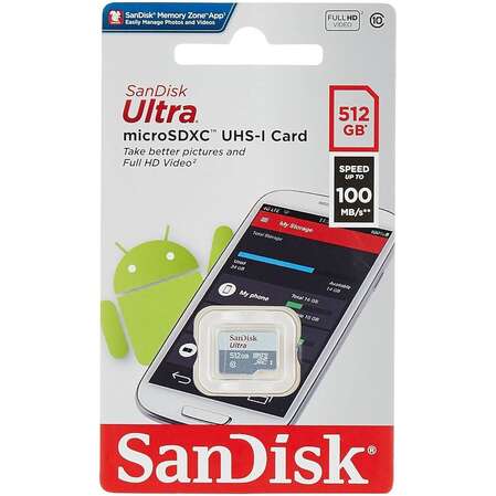 Карта памяти Micro SecureDigital 512Gb SanDisk Ultra microSDXC class 10 UHS-1 (SDSQUNR-512G-GN3MN)