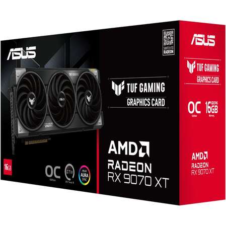 Видеокарта ASUS 16384Mb RX 9070 XT TUF Gaming OC Edition 16Gb (TUF-RX9070XT-O16G-Gaming) 3xDP, 1xHDMI, Ret