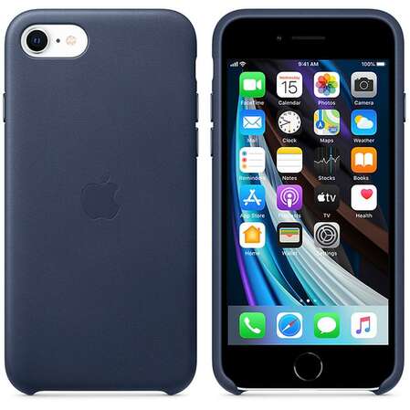 Чехол для Apple iPhone SE (2020) Leather Case Midnight Blue