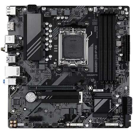 Материнская плата Gigabyte B650M D3HP AX Socket-AM5 AMD B650 4xDDR5, 4xSATA3, RAID, 2xM.2, 1xPCI-E16x, 3xUSB3.2, 1xUSB3.2 Type C, 2xDP, HDMI, WiFi, 2.5Glan, mATX Ret