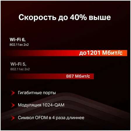 Беспроводной маршрутизатор Mercusys MR60X, Wi-Fi 6 AX1500 1xGbWAN 2xGbLAN