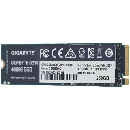 Внутренний SSD-накопитель 250Gb Gigabyte Gen4 4000E (G440E250G) PCIe NVMe 4.0 x4
