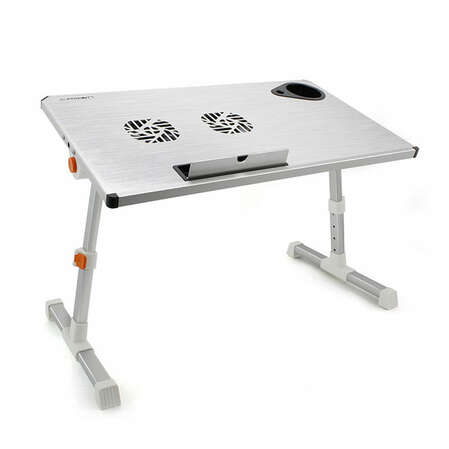 Стол-подставка для ноутбука Crown CMLS-101, до 21", с вентилятором, серебристая