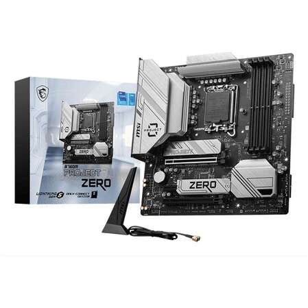 Материнская плата MSI B760M Project Zero B760 Socket-1700 4xDDR5, 4xSATA3, RAID, 2xM.2, 2xPCI-E16x, 3xUSB3.2, DP, HDMI, WiFi, 2.5Glan, mATX