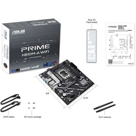 Материнская плата ASUS Prime H810M-A WIFI H810 Soc-1851 2xDDR5, 4xSATA3, 2хM.2, 1xPCI-E16x, 2xUSB3.2, DP, HDMI, WiFi, Glan, mATX