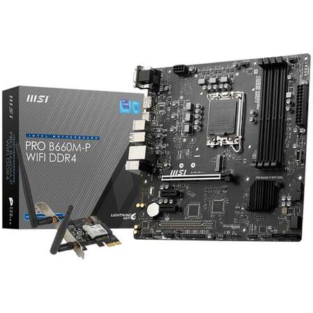 Материнская плата MSI Pro B660M-P WIFI DDR4 B660 Socket-1700 4xDDR4, 4xSATA3, 1xM.2, 1xPCI-E16x, 1xUSB3.2, 1xUSB3.2 Type C, D-Sub, 1xDP, 1xHDMI, WiFi, Glan, mATX